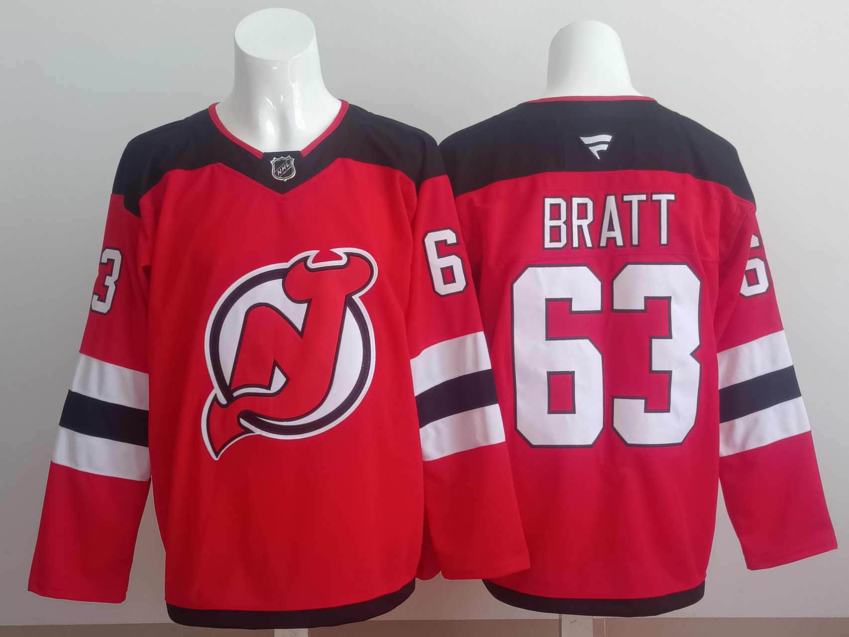 Men 2025 New Jersey Devils #63 Bratt Red NHL Jersey style 01-0